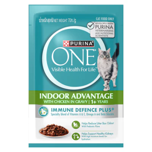 Purina ONE 70g Indoor Advantage 貓濕糧 室內成貓配方 雞肉 Chicken in Gravy 1+ Years (正價$11) (12562673)